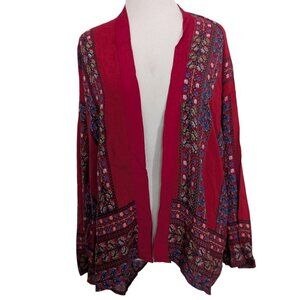 Do Everything in Love Floral Kimono Cardigan Womens One Size Red Boho Open Front